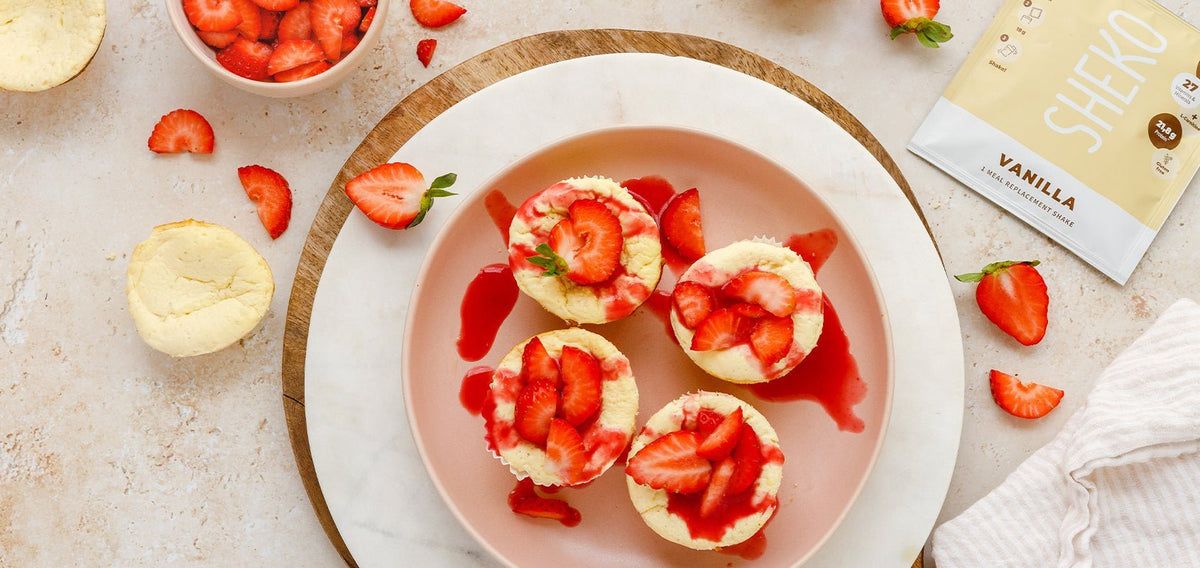 Cheesecake-Muffins mit Erdbeeren - SHEKO Schweiz