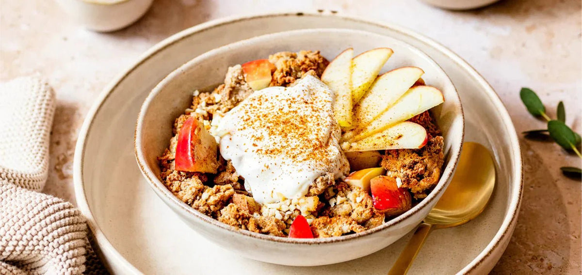 Proteinreicher Apfel Zimt Crumble - SHEKO Schweiz