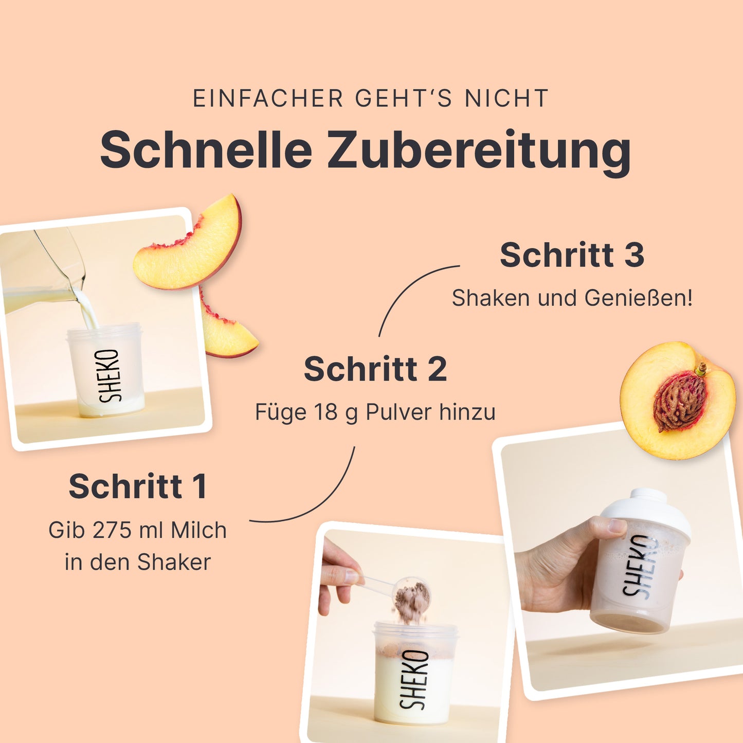 Shakemahlzeit Pfirsich