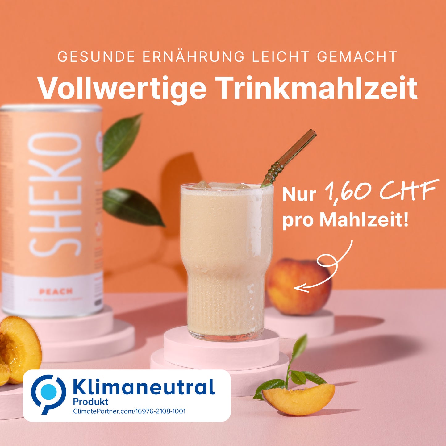 Shakemahlzeit Pfirsich